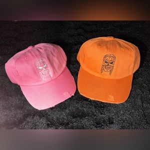 3 native skull distressed dad hats